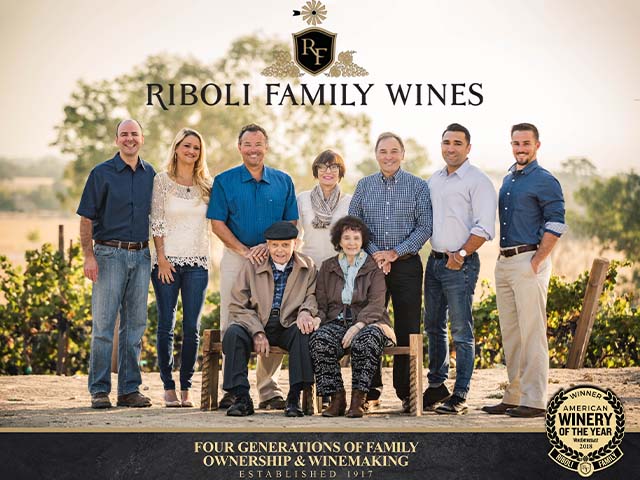 Riboli family photo with Winery of the Year award
